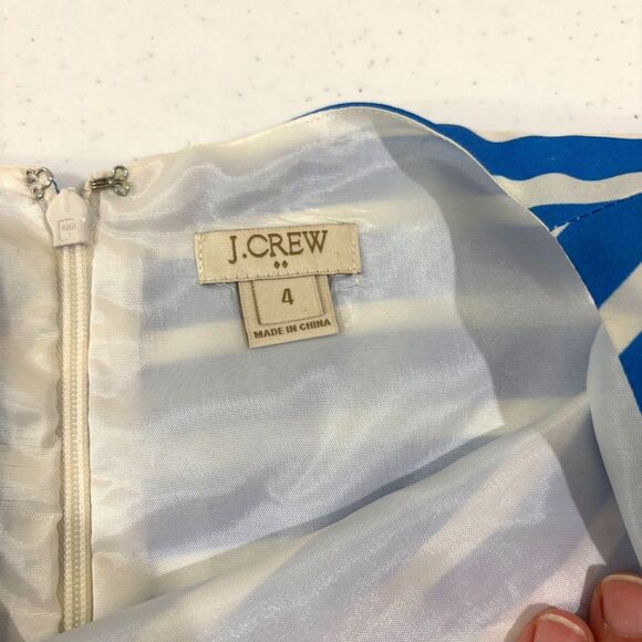 J Crew Daybreak Blue White Striped Dress 4 Sleeveless Nautical Coastal Preppy - Picture 6 of 7